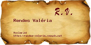 Rendes Valéria névjegykártya